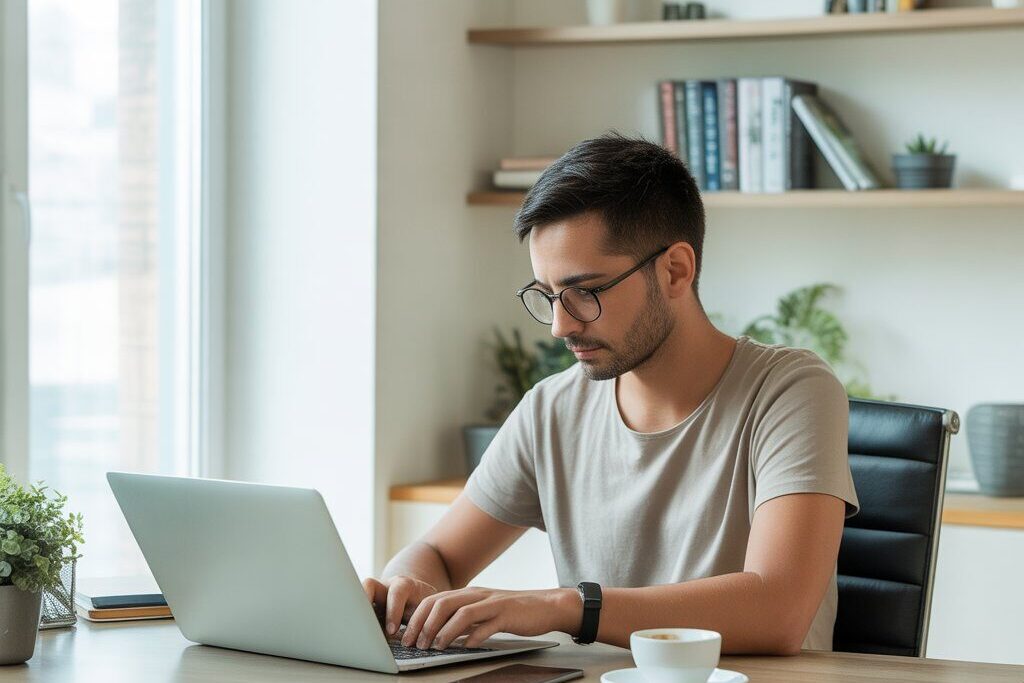 freelancer working on a laptop